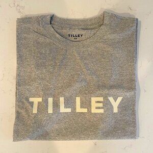 Tilley SS Casual Boyfriend Cut 100% Organic Cotton T Shirt Grey + White NIB